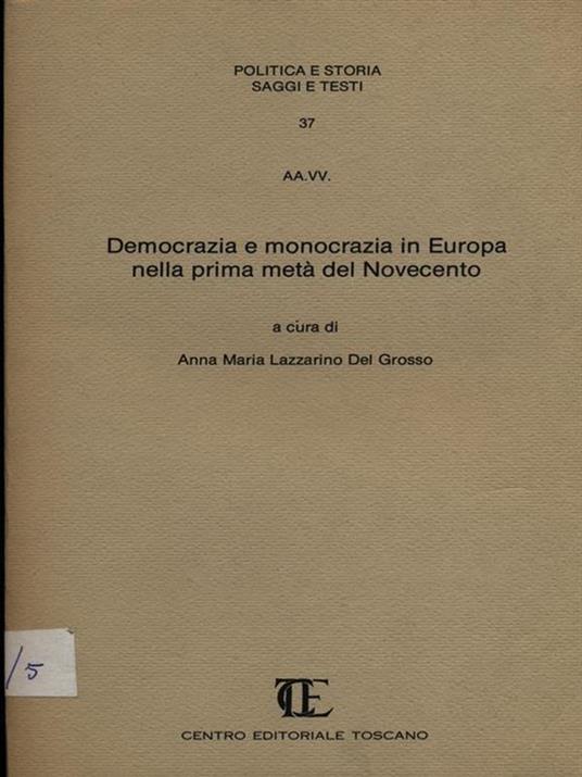 Democrazia e monocrazia nella prima metà del Novecento - copertina