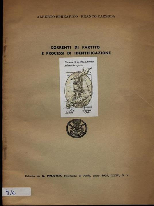 Correnti di partito e processi di identificazione. Estratto - Spreafico,Cazzola - copertina