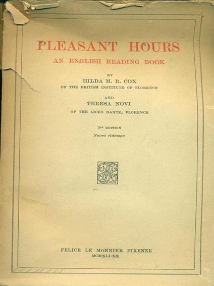 Pleasant hours an English reading book - copertina