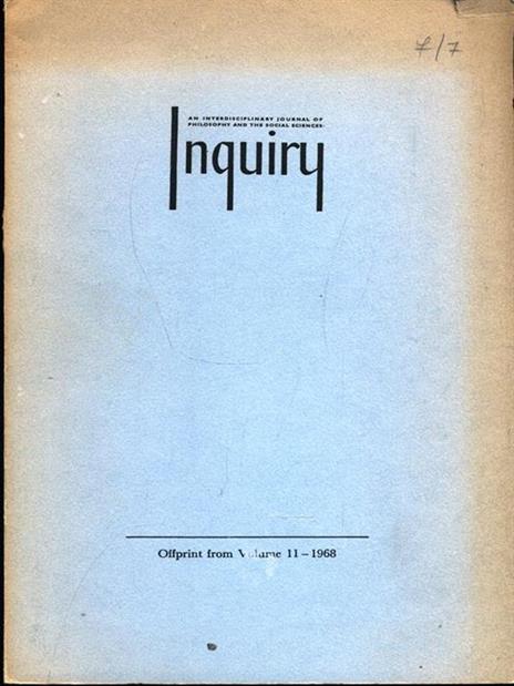 Inquiry. Offprint from Volume 11/1968 - copertina