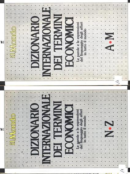 Dizionario internazionale dei termini economici. 2 Volumi - copertina