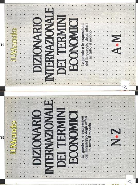 Dizionario internazionale dei termini economici. 2 Volumi - copertina