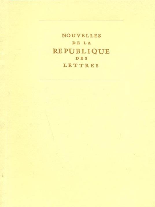 Nouvelles de la Republique des lettres1981. 2 - copertina