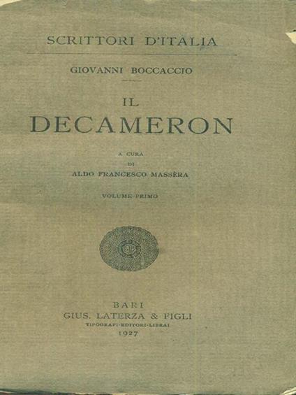 Il decameron vol primo - Giovanni Boccaccio - copertina