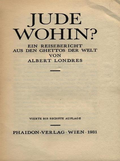 Jude Wohin? - Albert Londres - copertina