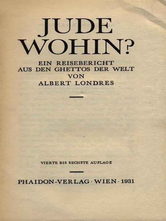 Jude Wohin? - Albert Londres - copertina