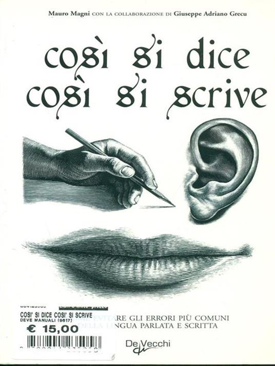 Cosi si dice cosi si scrive - Mauro Magni - copertina