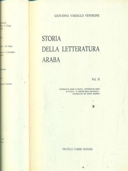 Storia della letteratura araba vol II - copertina