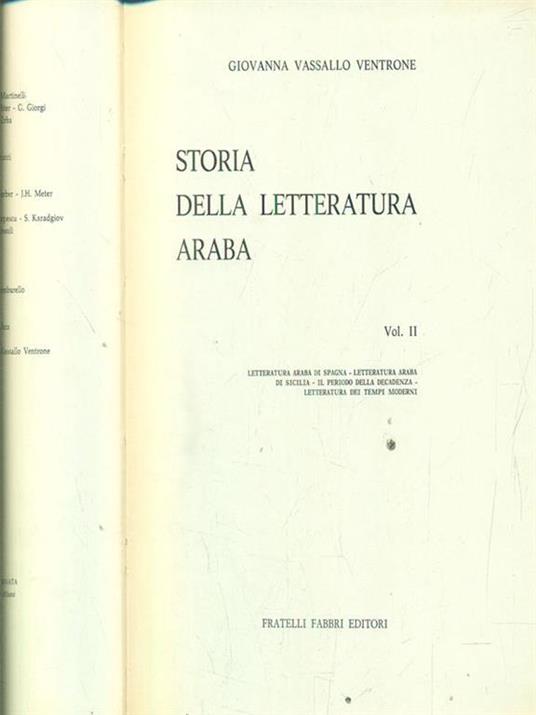 Storia della letteratura araba vol II - copertina