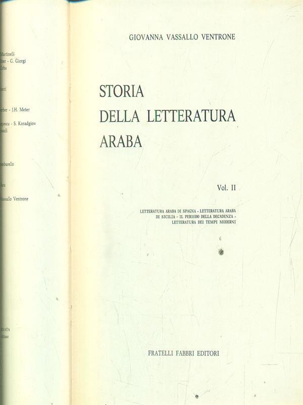 Storia della letteratura araba vol II