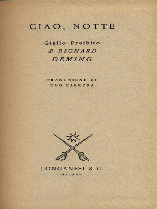 Ciao, notte - Richard Deming - copertina