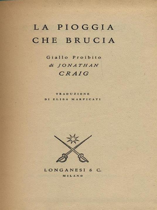 La pioggia che brucia - Jonathan Craig - copertina