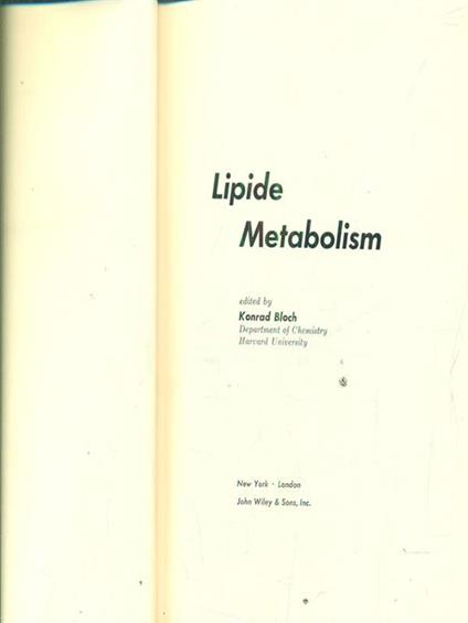 Lipide metabolism - Konrad Bloch - copertina