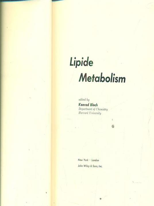 Lipide metabolism - Konrad Bloch - copertina