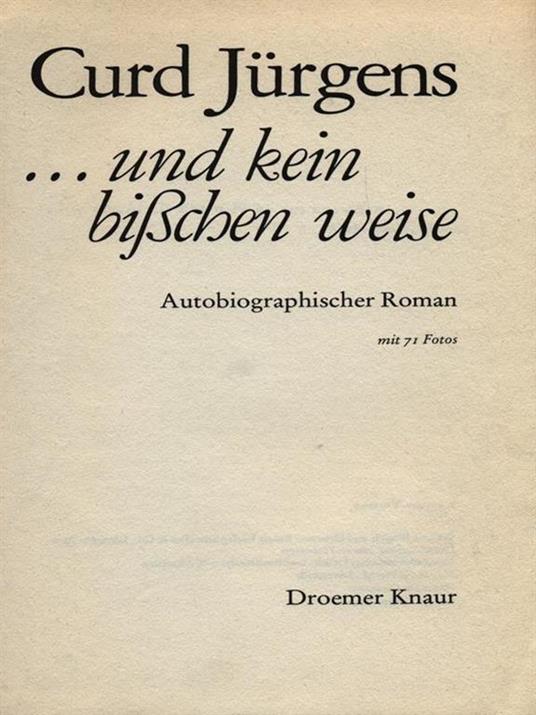 und kein bibchen weise - Curd Jurgens - copertina