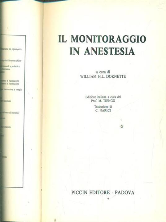 Il monitoraggio in anestesia - copertina