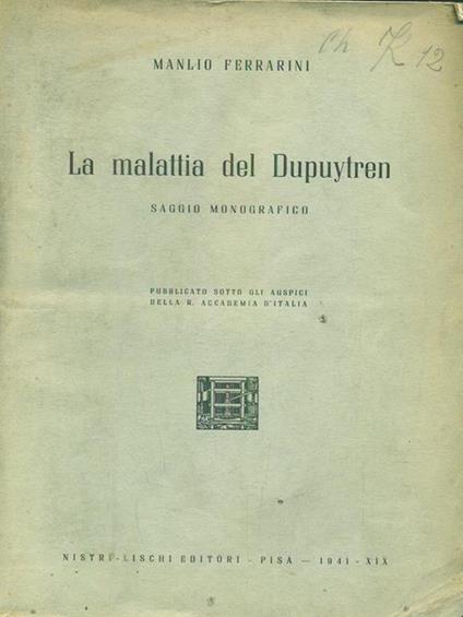 La malattia del Dupuytren - Manlio Ferrarini - copertina
