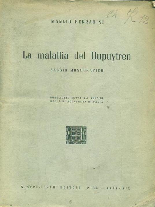 La malattia del Dupuytren - Manlio Ferrarini - copertina