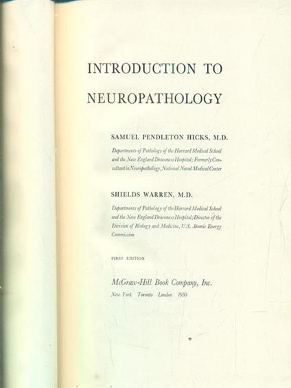 Introduction to neuropathology - John R. Hicks - copertina
