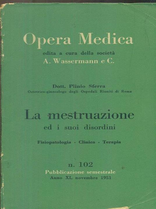 Opera medica 102 - La mestruazione - Plinio Sferra - copertina