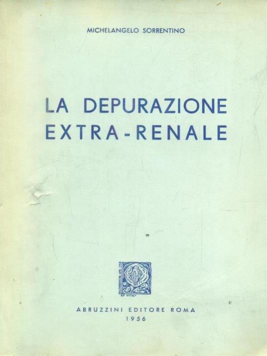 La depurazione extra renale - Maria Pia Sorrentino - copertina