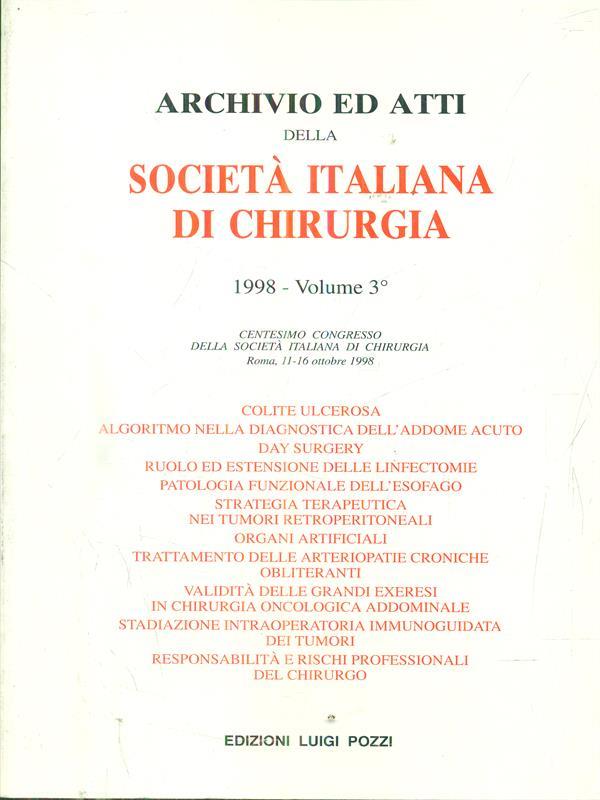 Archivio ed atti della società italiana di chirurgia 1998 - vol 3