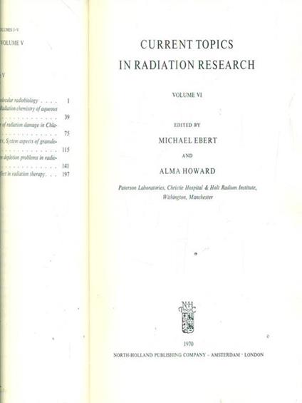 Current topics in radiation research VI - Michael Ebert - copertina