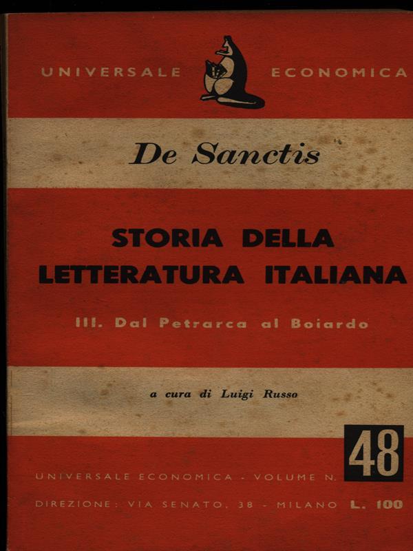 Storia della letteratura italiana dal Petrarca al Boiardo