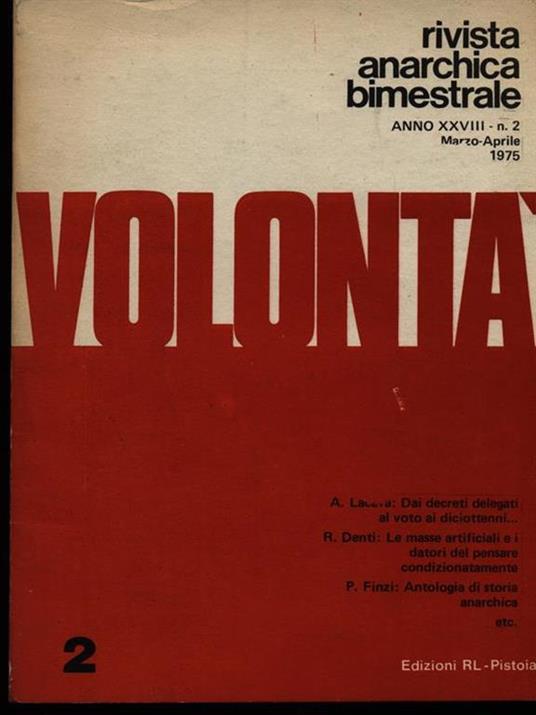 Volontà n. 2/marzo -aprile 1975 - copertina