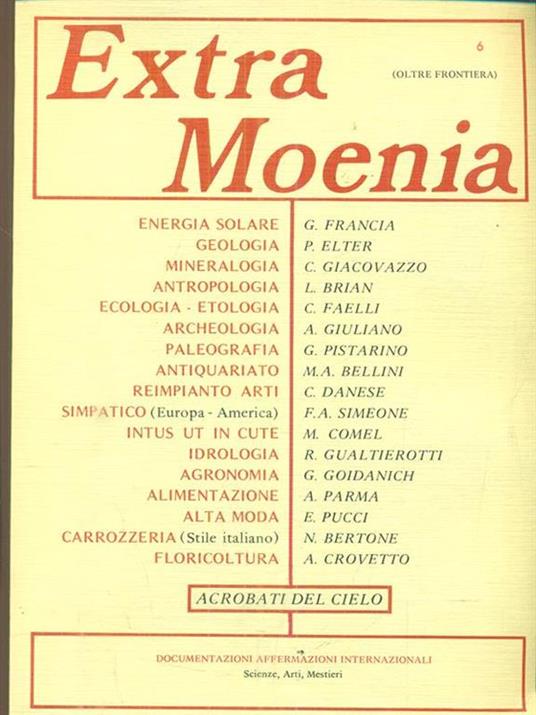 Extra Moenia 6 / documentazioni affermazioni internazionali - copertina