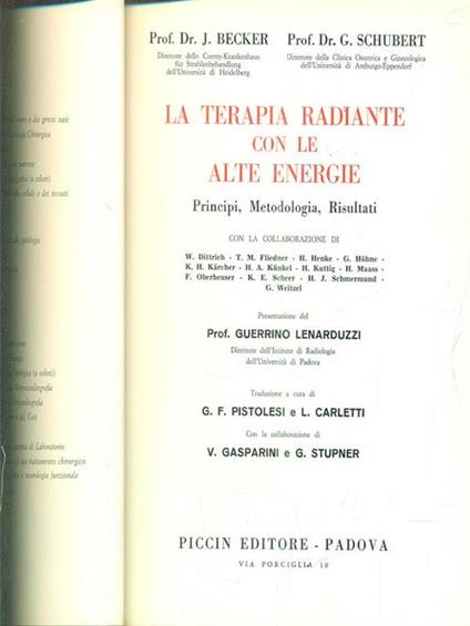 La terapia radiante con le alte energie - Joseph Becker - copertina
