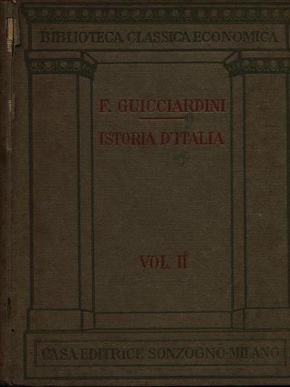 Istoria d'Italia vol. II - Francesco Guicciardini - copertina