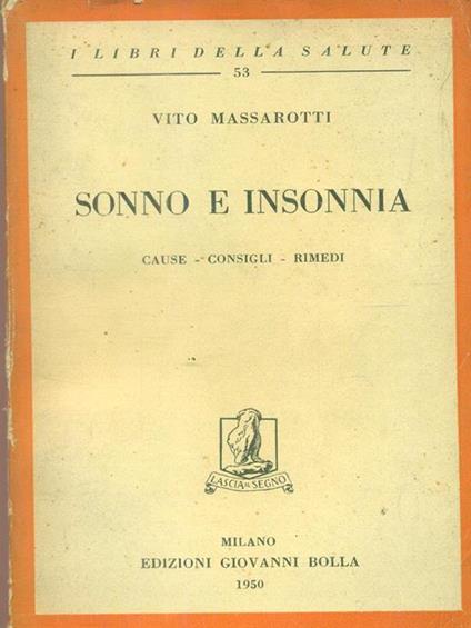Sonno e insonnia - Vito Massarotti - copertina