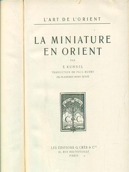 La miniature en Orient - Ernst Kuhnel - copertina