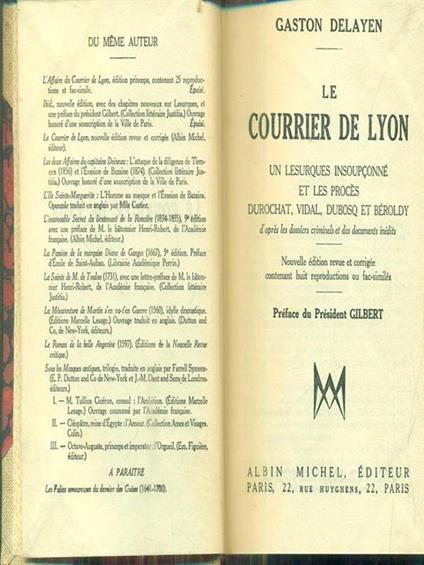 Le courrier de Lyon - Gaston Delayen - copertina