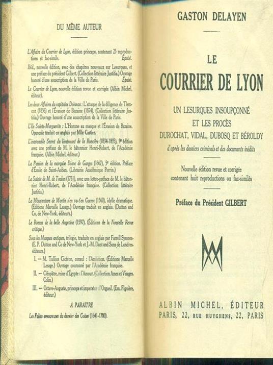 Le courrier de Lyon - Gaston Delayen - copertina