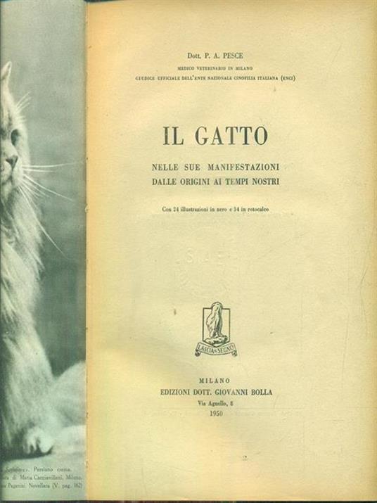 Il gatto nelle sue manifestazioni dalle origini ai tempi nostri - Giuseppe Pesce - copertina