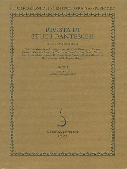 Rivista di studi danteschi anno I fascicolo 2 Luglio - Dicembre 2001 - copertina