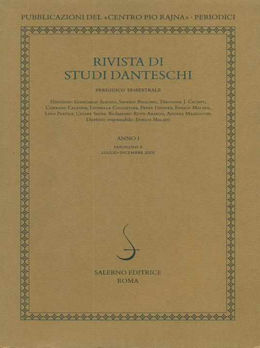 Rivista di studi danteschi anno I fascicolo 2 Luglio - Dicembre 2001 - copertina