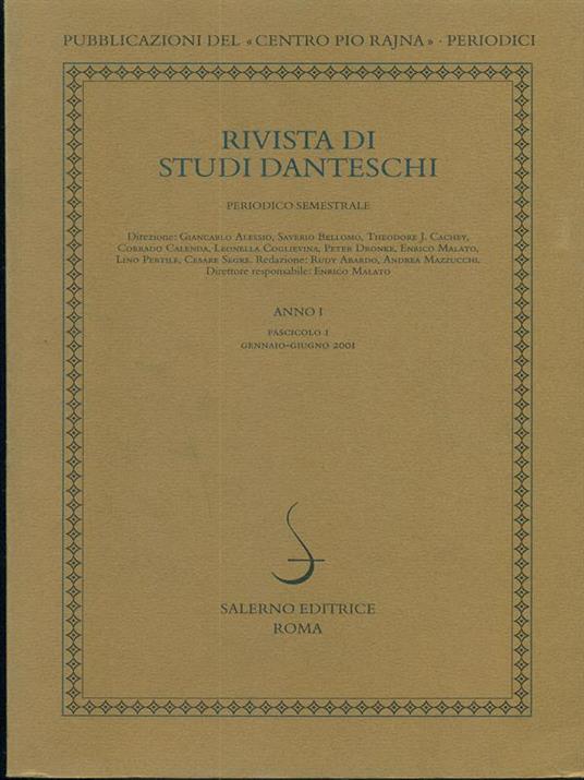 Rivista di studi danteschi Anno I Fascicolo I Gennaio - Giugno 2001 - copertina