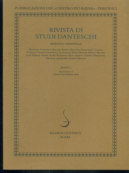 Rivista di studi danteschi Anno I fascicolo 2 Luglio - Dicembre 2001 - copertina