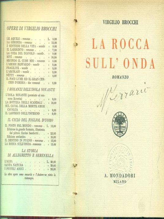 La rocca sull'onda - Virgilio Brocchi - copertina