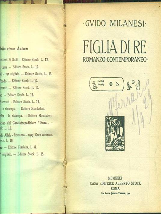 Figlia di re - Guido Milanesi - copertina