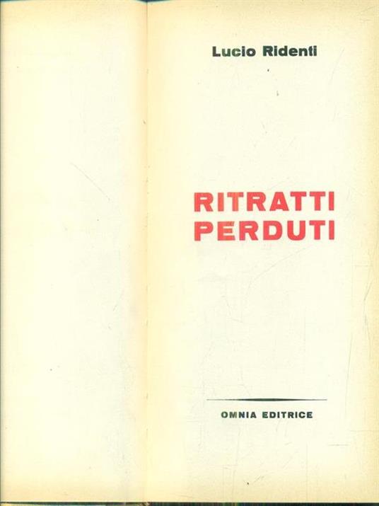 ritratti perduti - Lucio Ridenti - copertina