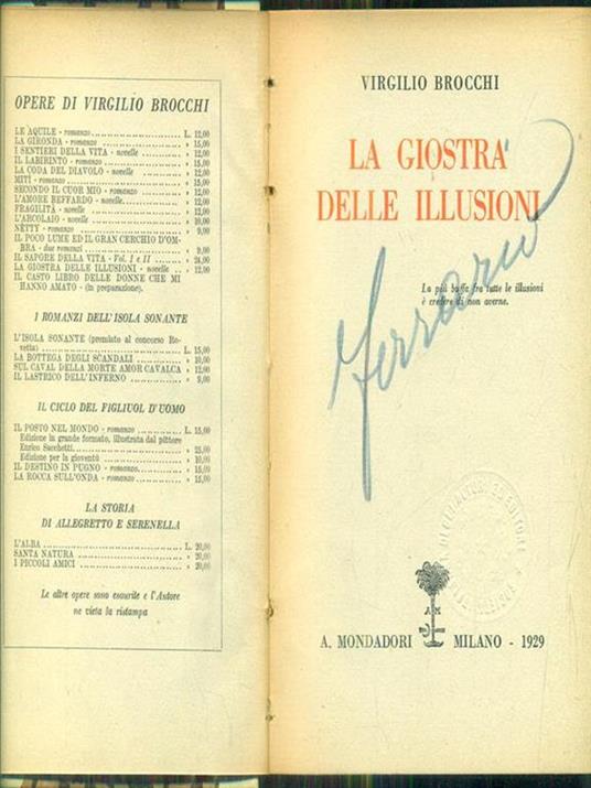 La giostra delle illusioni - Virgilio Brocchi - copertina