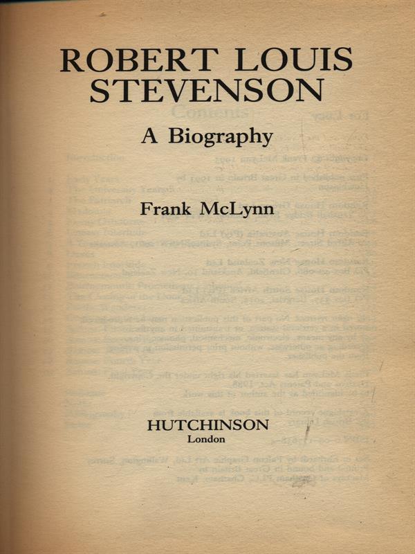 Robert Louis Stevenson A biography