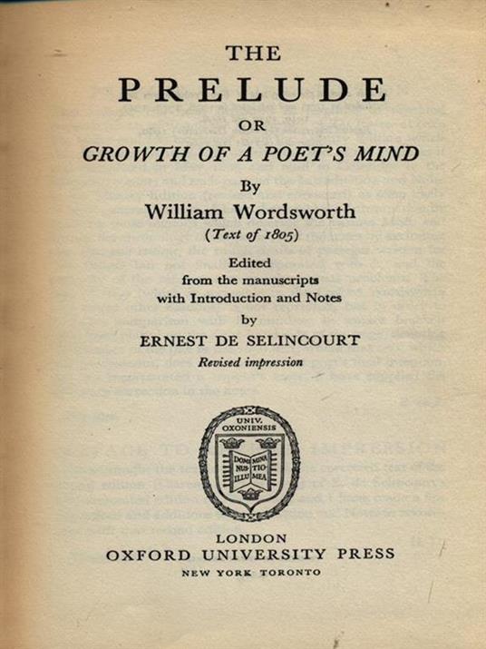 The prelude - William Wordsworth - copertina