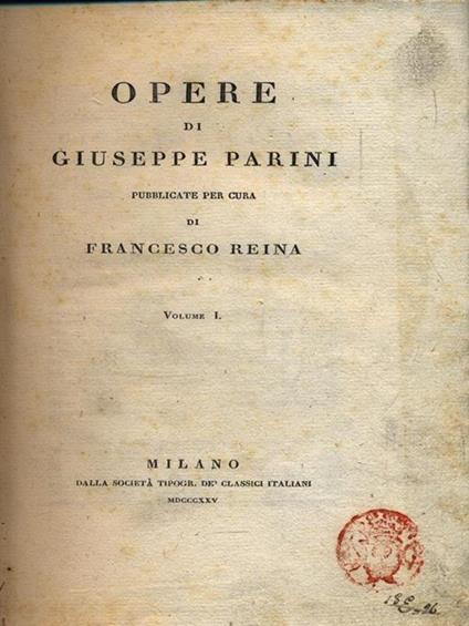 Opere. Volume I - Giuseppe Parini - copertina