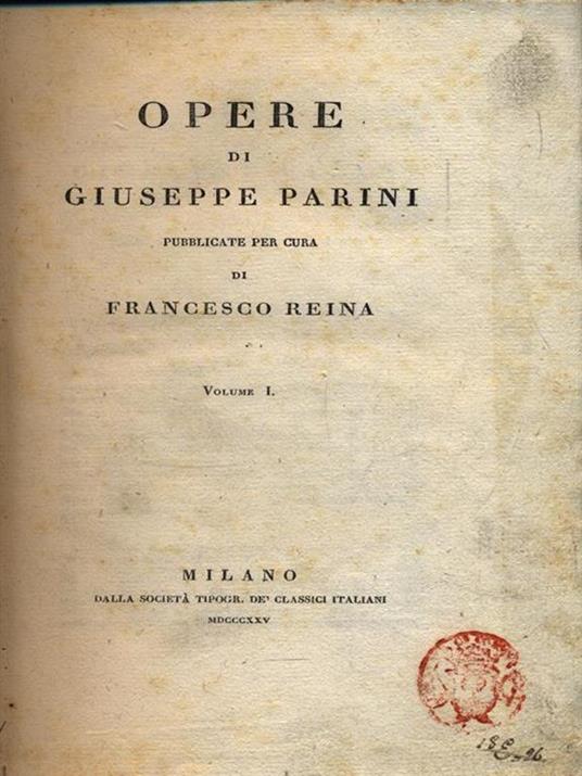 Opere. Volume I - Giuseppe Parini - copertina