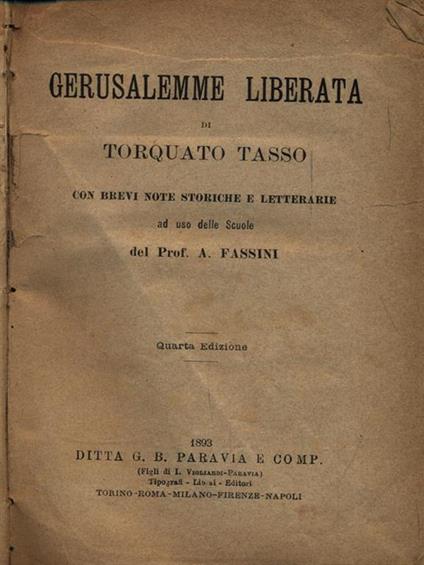Gerusalemme Liberata - Torquato Tasso - copertina